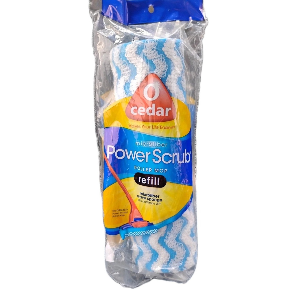 O-Cedar Microfiber Wave Sponge Refill Power Scrub Roller‎ Mop lifts, traps dirt